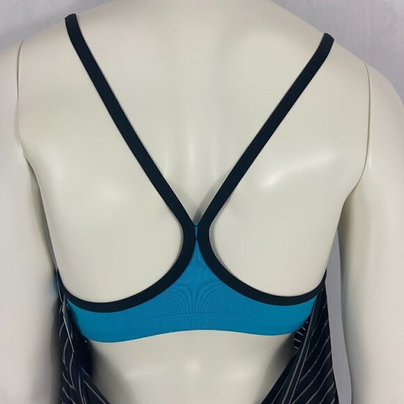 Nike Swim Women's / Girls Tankini Top Blue & Black Striped Size S/P Padded NWT - Picture 6 of 10